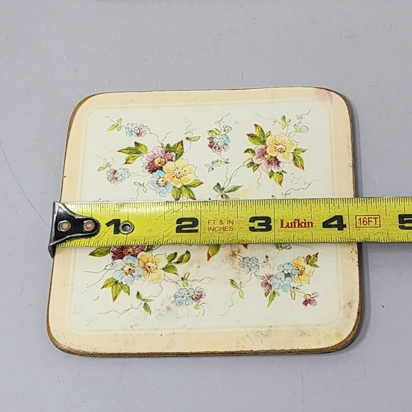 Vintage Floral Cork-Backed Square Coasters Set‎ Of 6 - Picture 7 of 7
